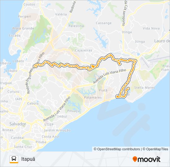 Mapa da linha L306 ITAPUÃ - BRASILGÁS de ônibus