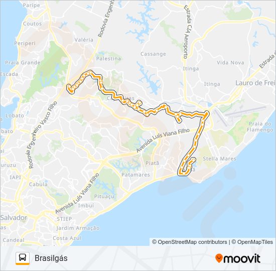 Mapa da linha L509 ITAPUÃ - BRASILGÁS de ônibus