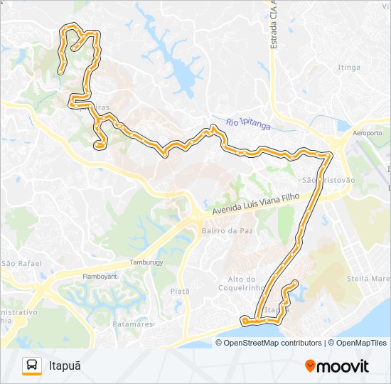 Mapa da linha L501 CAJAZEIRA 11 - ITAPUÃ de ônibus