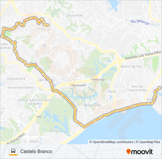 Mapa da linha L607 ITAPUÃ - CASTELO BRANCO de ônibus
