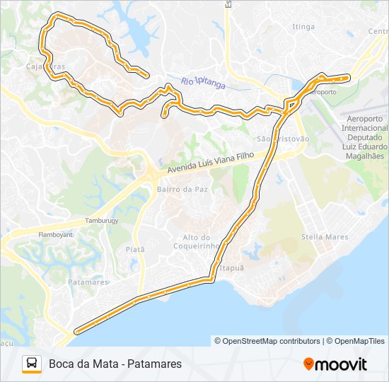 Mapa de L304 BOCA DA MATA - PATAMARES de autobús