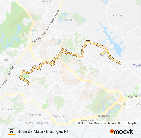 Mapa da linha L511 BOCA DA MATA - BRASILGÁS R1 de ônibus