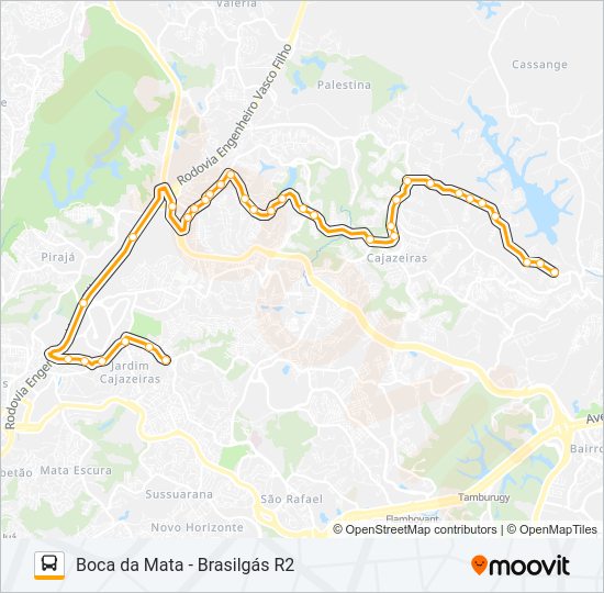 Mapa da linha L512 BOCA DA MATA - BRASILGÁS R2 de ônibus