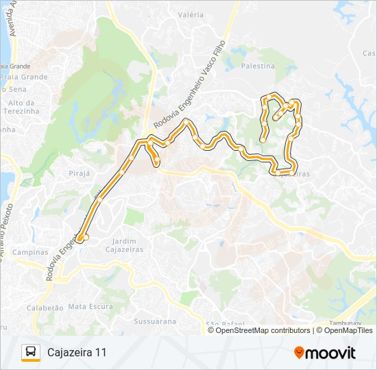 Mapa da linha L513 CAJAZEIRA 11 - BRASILGÁS R1 de ônibus