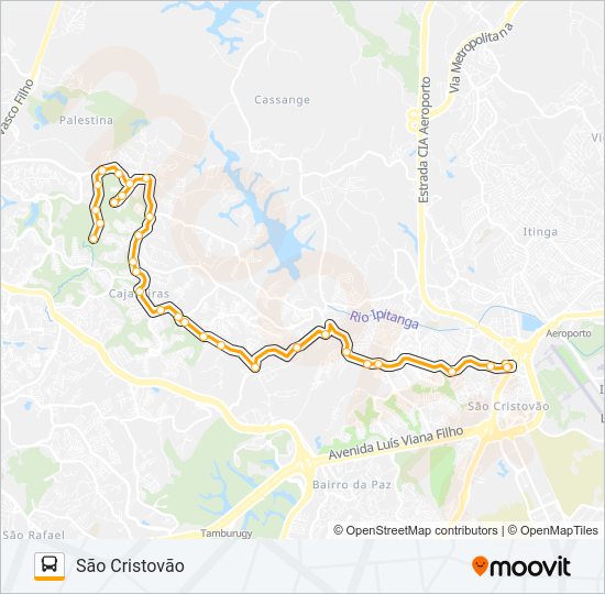 Mapa da linha L502 CAJAZEIRA 11 - SÃO CRISTOVÃO de ônibus