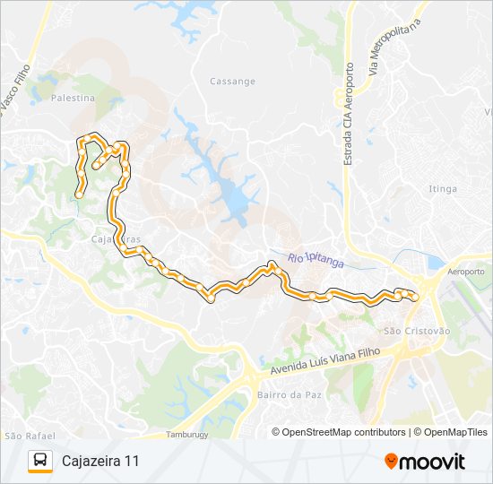 Mapa da linha L502 CAJAZEIRA 11 - SÃO CRISTOVÃO de ônibus