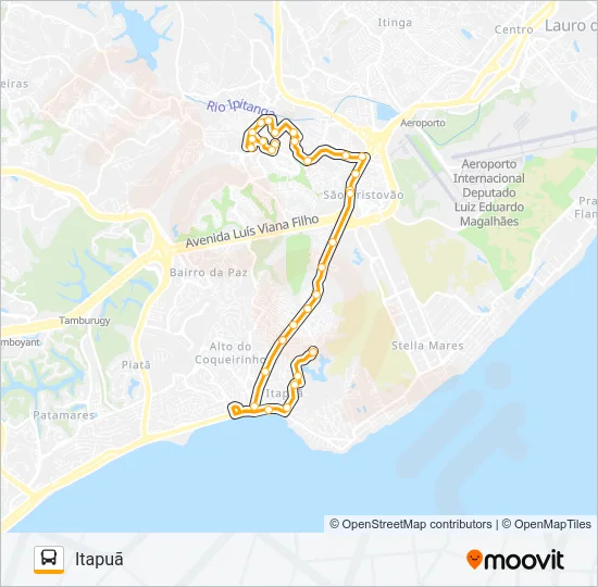 L305 PARQUE SÃO CRISTÓVÃO - ITAPUÃ Bus Line Map