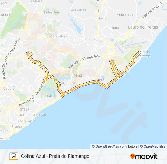 L601 COLINA AZUL - PRAIA DO FLAMENGO Bus Line Map