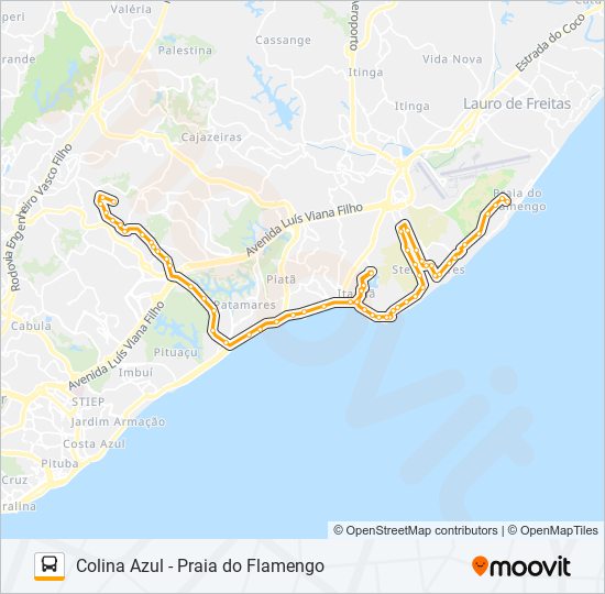 L601 COLINA AZUL - PRAIA DO FLAMENGO bus Line Map