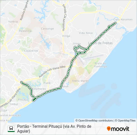 860I.URB PORTÃO - TERMINAL PITUAÇÚ (VIA AV. PINTO DE AGUIAR) Bus Line Map