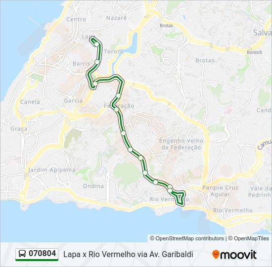 Mapa da linha 070804 de ônibus