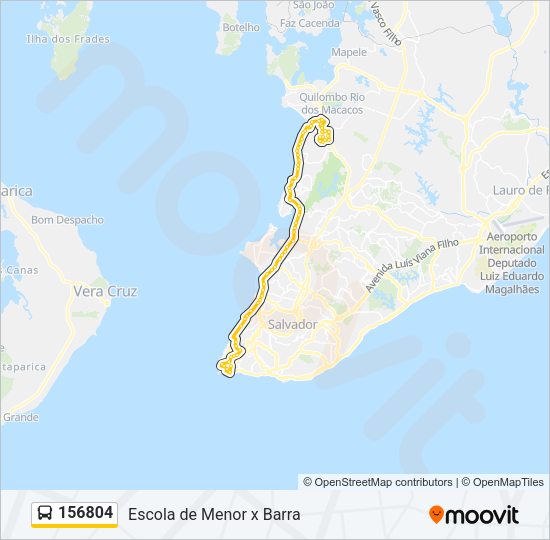 Mapa da linha 156804 de ônibus