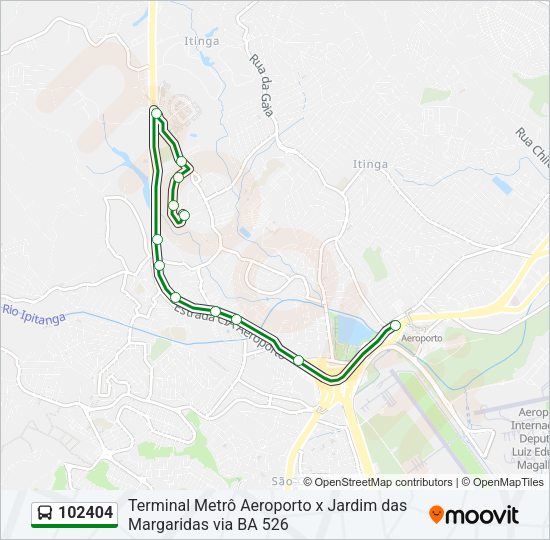 Mapa da linha 102404 de ônibus