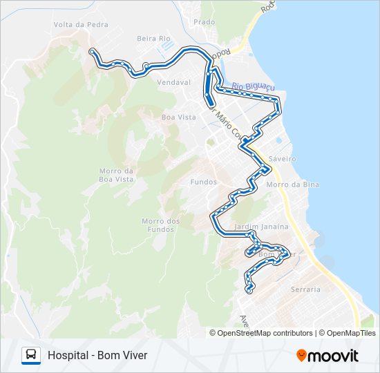 Mapa da linha 900056 BOM VIVER / BIGUAÇU de ônibus
