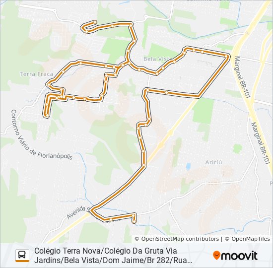 Mapa da linha 101 de ônibus