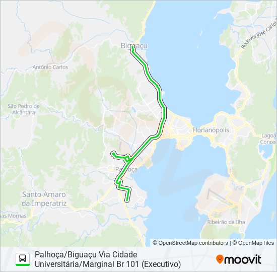 Mapa da linha 1334 de ônibus