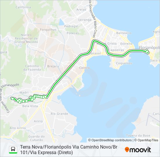 Mapa da linha 02810 de ônibus