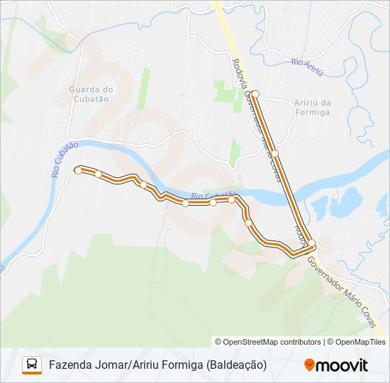 Mapa da linha 311 de ônibus