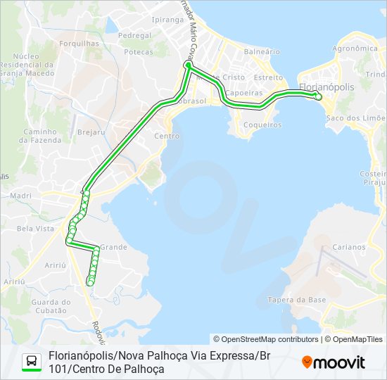 Mapa da linha 6350 de ônibus