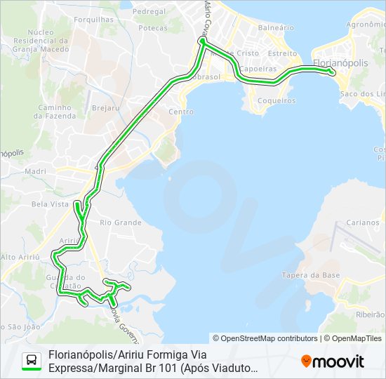 Mapa da linha 6750 de ônibus