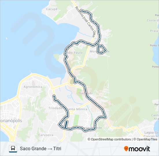 Mapa da linha 176 SACO GRANDE VIA HU de ônibus