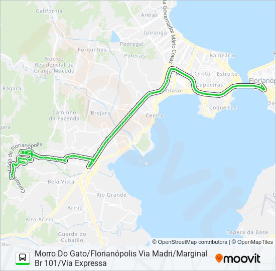 Mapa da linha 02410 de ônibus