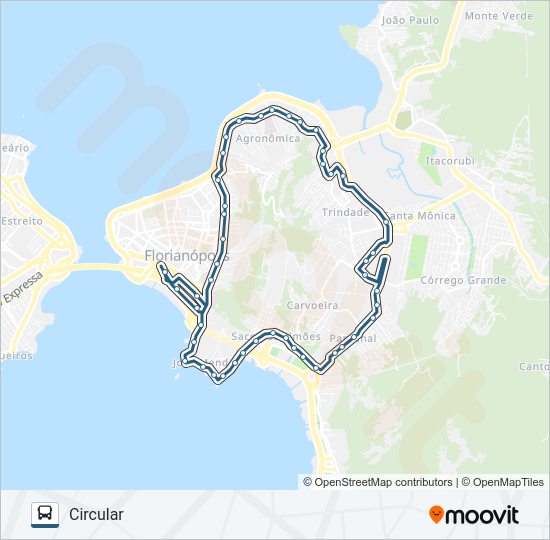 Mapa da linha 136 VOLTA AO MORRO SUL VIA HU de ônibus