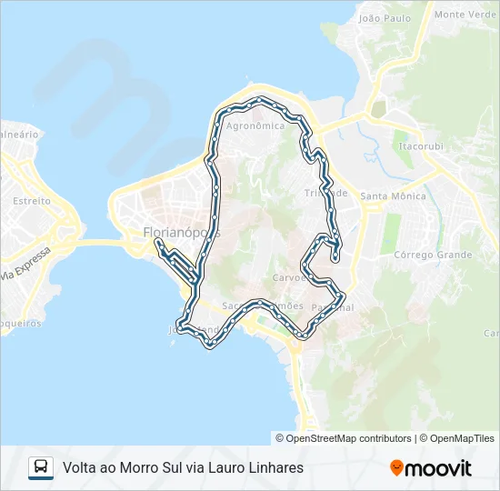 138 VOLTA AO MORRO SUL VIA LAURO LINHARES Bus Line Map