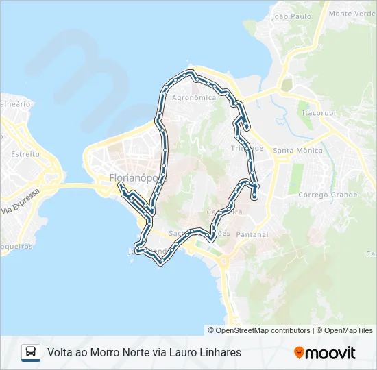135 VOLTA AO MORRO NORTE VIA LAURO LINHARES Bus Line Map