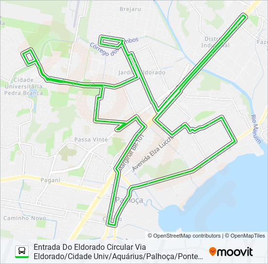 Mapa da linha 113502 de ônibus