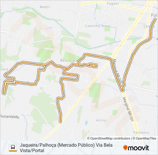 Mapa da linha 4036 de ônibus