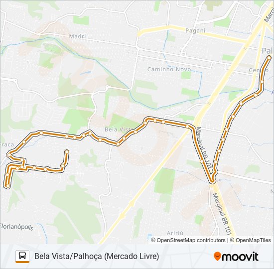 Mapa da linha 4038 de ônibus