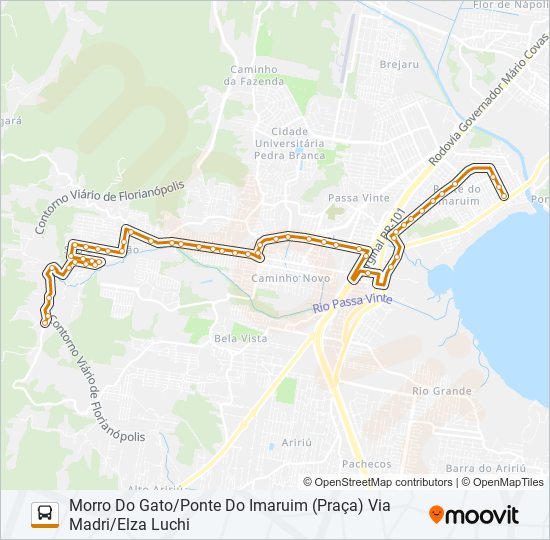 Mapa da linha 5023 de ônibus