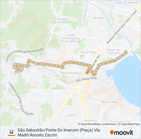 Mapa da linha 5037 de ônibus