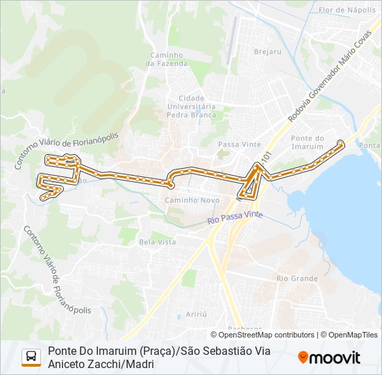 Mapa da linha 5037 de ônibus