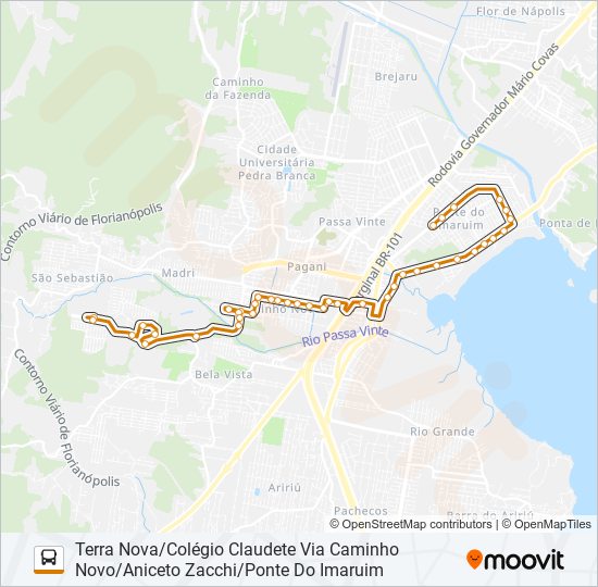 Mapa da linha 5433 de ônibus