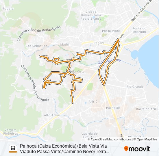 Mapa da linha 5435 de ônibus