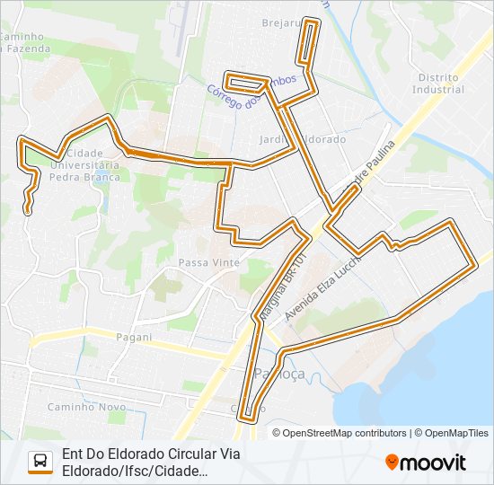 Mapa da linha 62013 de ônibus