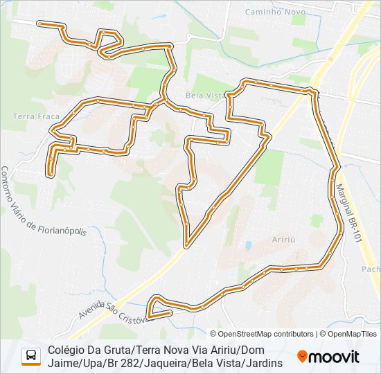 Mapa da linha 1014 de ônibus