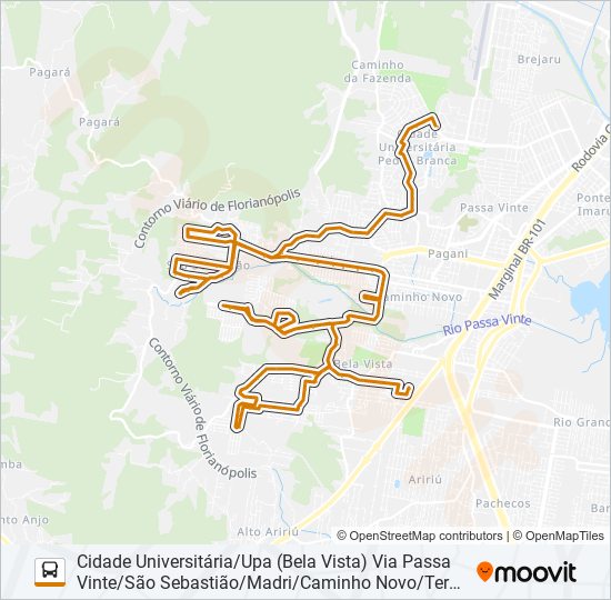 Mapa da linha 1017 de ônibus