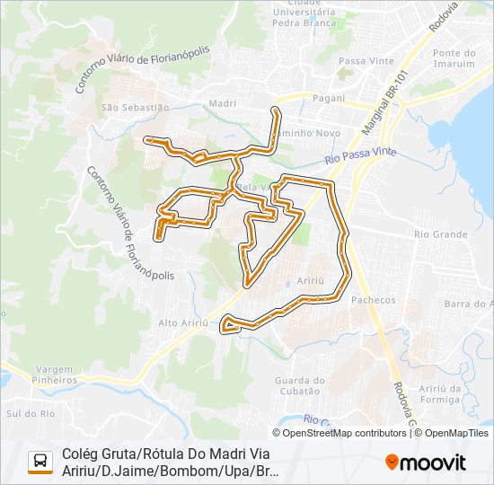 Mapa da linha 10114 de Bus