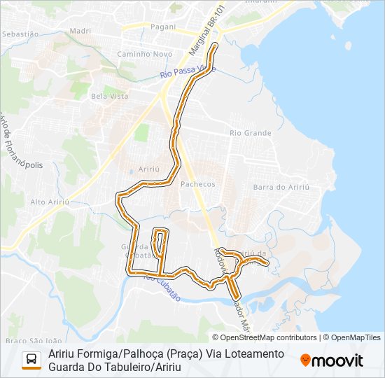 Mapa da linha 3037 de ônibus