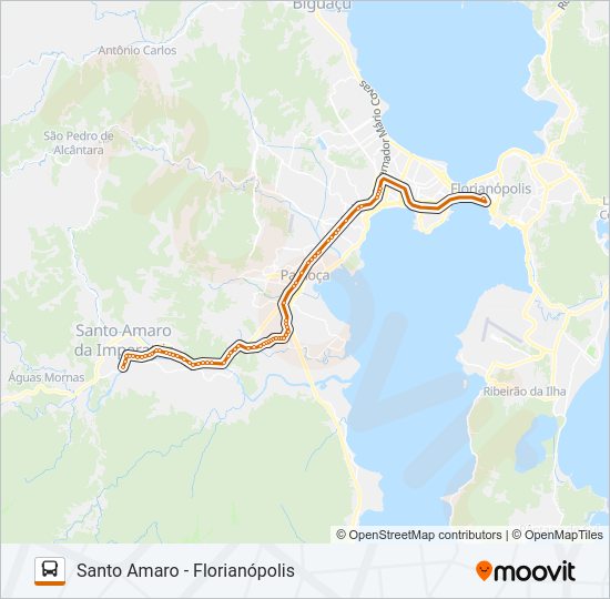 Mapa da linha 626 SANTO AMARO DA IMPERATRIZ VIA BR-101 de ônibus