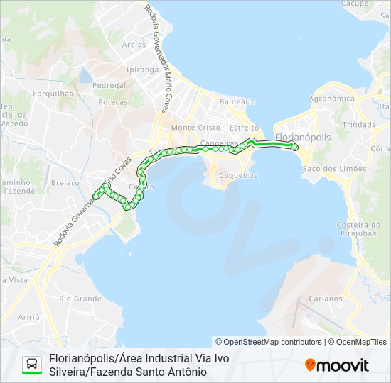 Mapa da linha 0260 ÁREA INDUSTRIAL/FLORIANÓPOLIS de ônibus