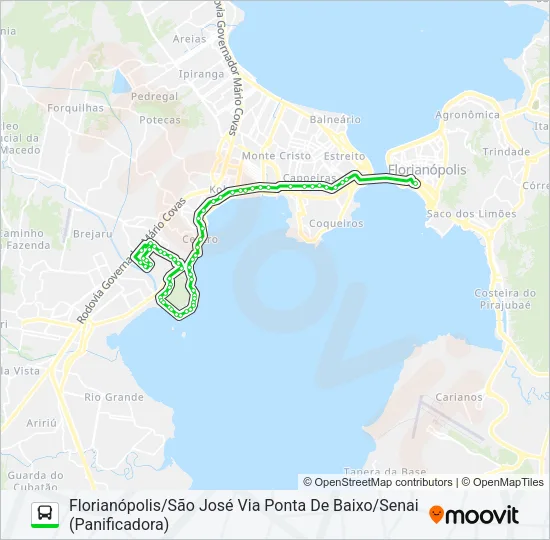 0372 SÃO JOSÉ/FLORIANÓPOLIS VIA PONTA DE BAIXO Bus Line Map