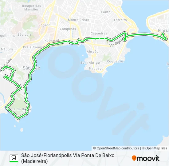 0372 SÃO JOSÉ/FLORIANÓPOLIS VIA PONTA DE BAIXO Bus Line Map