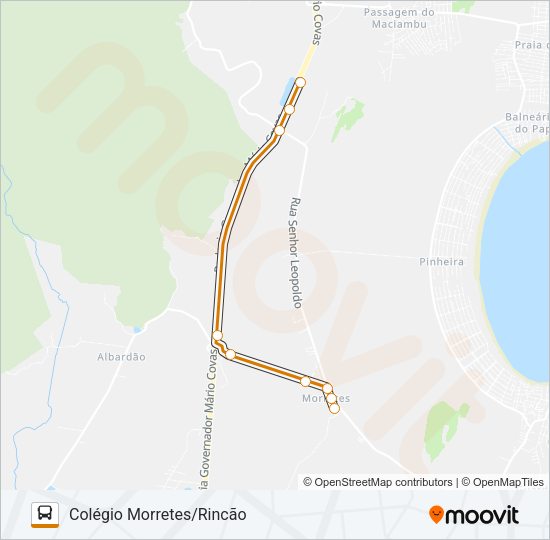 Mapa da linha 05 RINCÃO/COLÉGIO MORRETES de ônibus