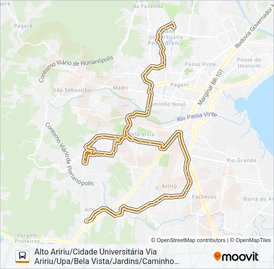 101 LINHA INTERBAIRROS DE PALHOÇA Bus Line Map