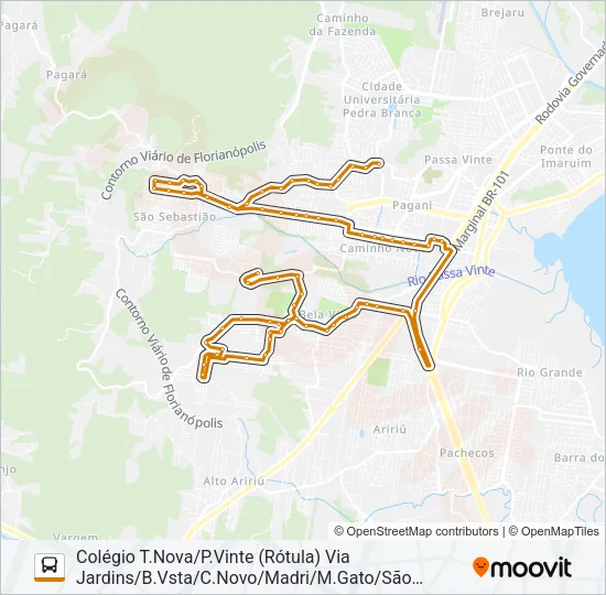 101 LINHA INTERBAIRROS DE PALHOÇA Bus Line Map