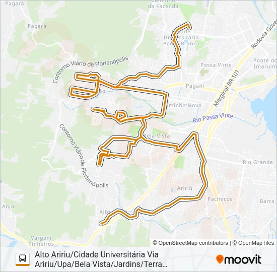 101 LINHA INTERBAIRROS DE PALHOÇA Bus Line Map